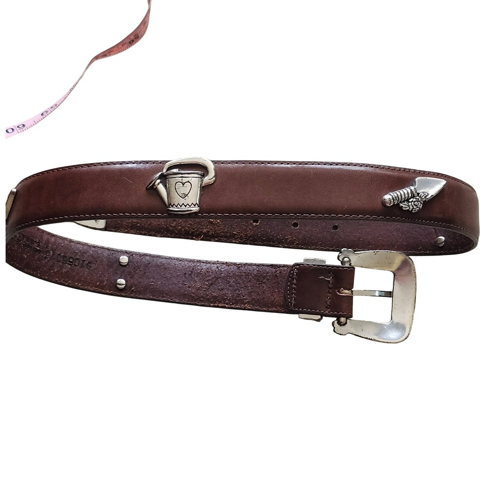 Talbots Gardening Charm Belt Womens Brown Leather Silver Buckle 81065016